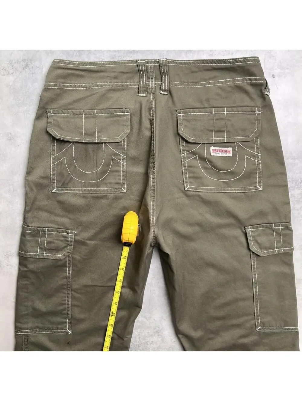 Y2K Olive Green True Religion Grunge Cargo Skater Pants